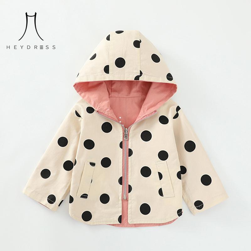 Spring Autumn Boys Girls Outdoor Windbreaker Dot Print Double-sided Jacket Fashion Casual Jacket