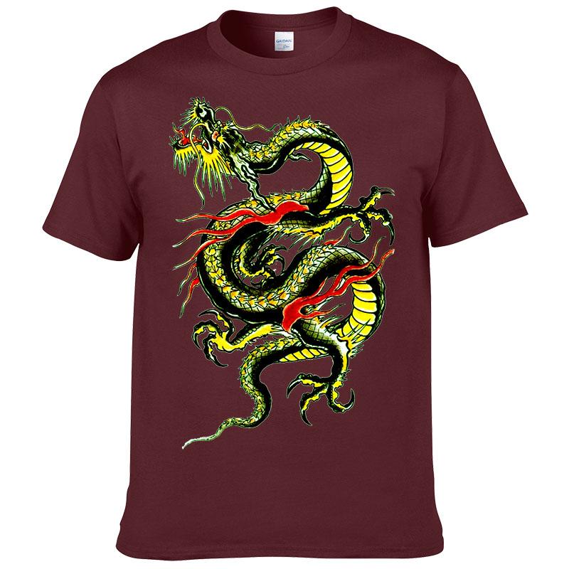 Streetwear Kurzarm T-Shirt Herren Sommer Baumwolle Druck Drachen T-Shirt Mode Lässig Harajuku Kleidung Kleidung F195