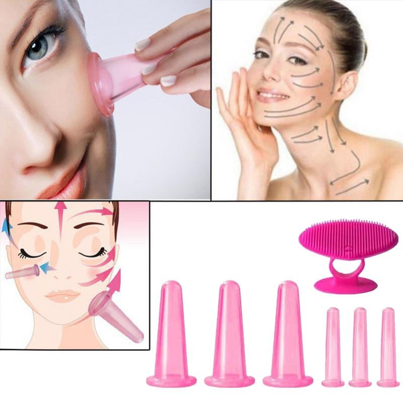 Silicone Vacuum Cupping Massage Jars Anti Cellulite Massage Facial Suction Cups Face Neck Lift Skin Scraping Guasha Anti Wrinkle