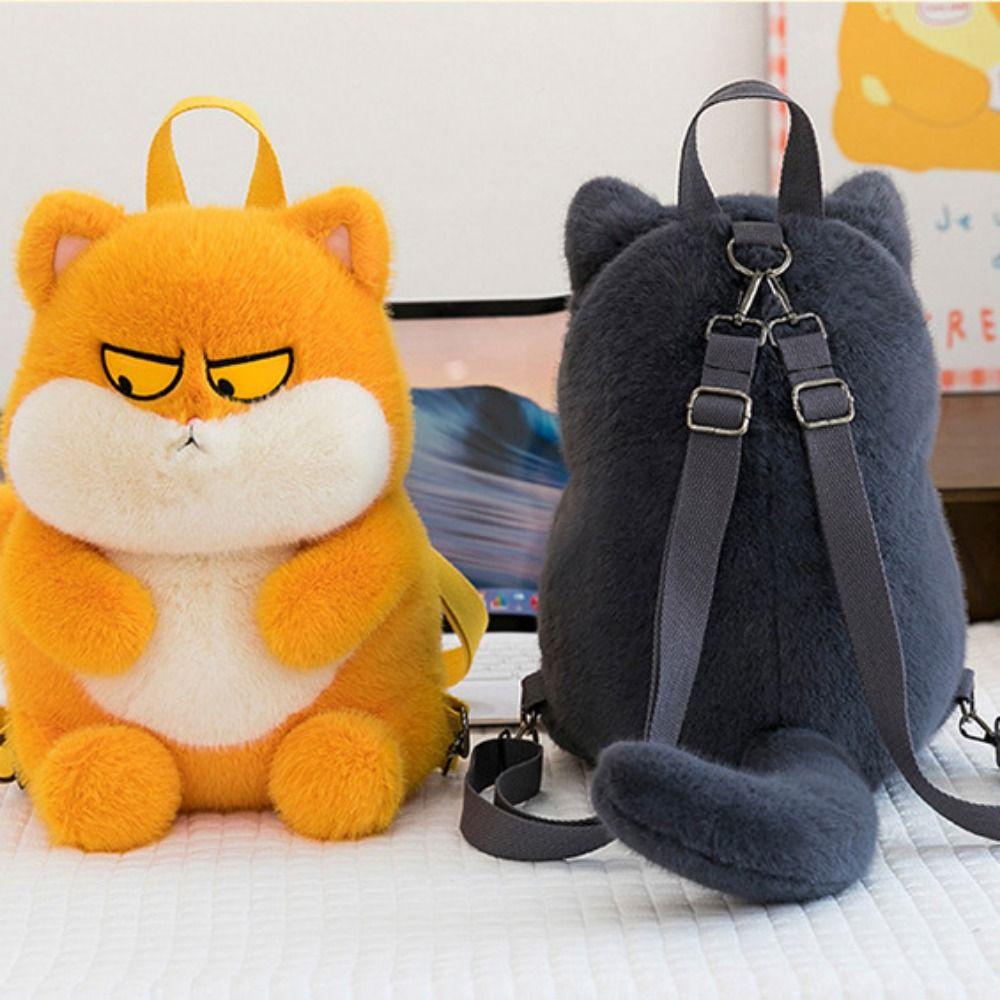 Phone Bag Cat Plush Backpack Animals Cartoon Plush Schoolbag Little Cat Doll Shoulder Bag Girls