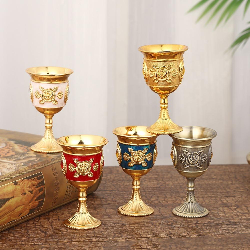 Zinc Zinc Zinc Alloy Spirits Cup Vintage Small Drinking Cup Elegant Medieval Rose Embossed Goblet  Gift