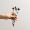 Stainless Steel Coffee Stirrer With Natural Stone Ball Elegant Minimalist Bar Tool Tea Latte Cocktail