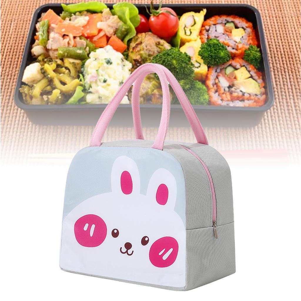 Isolierte Lunchtasche Große Kapazität Tragbar Tragbar Niedliche Bento-Box-Tasche für Kinder Schüler Schule Picknick Hase Leicht