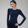 Women's Slim Fit Long Sleeve Yoga and Running Top - Quick-Drying, Breathable, Round Neck for Autumn and Winter Workouts