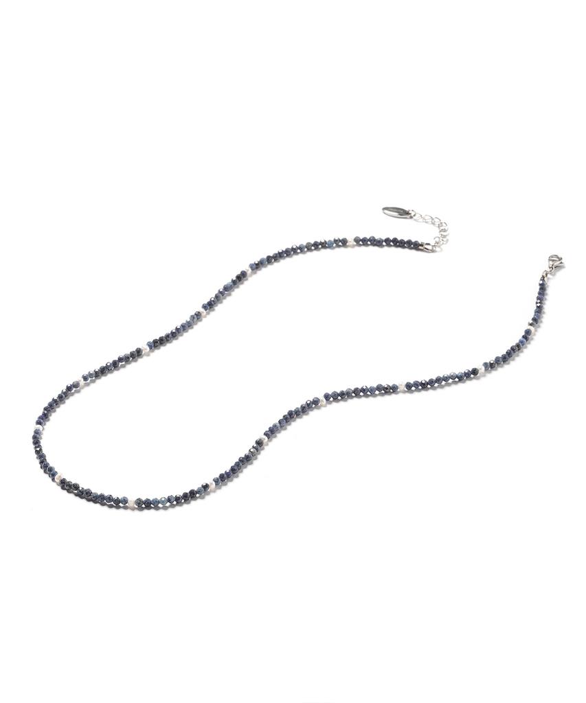 Polalita Deep Blue Mini Pearl Point Gemstone Necklace (Plt-Nl-023_Bl)