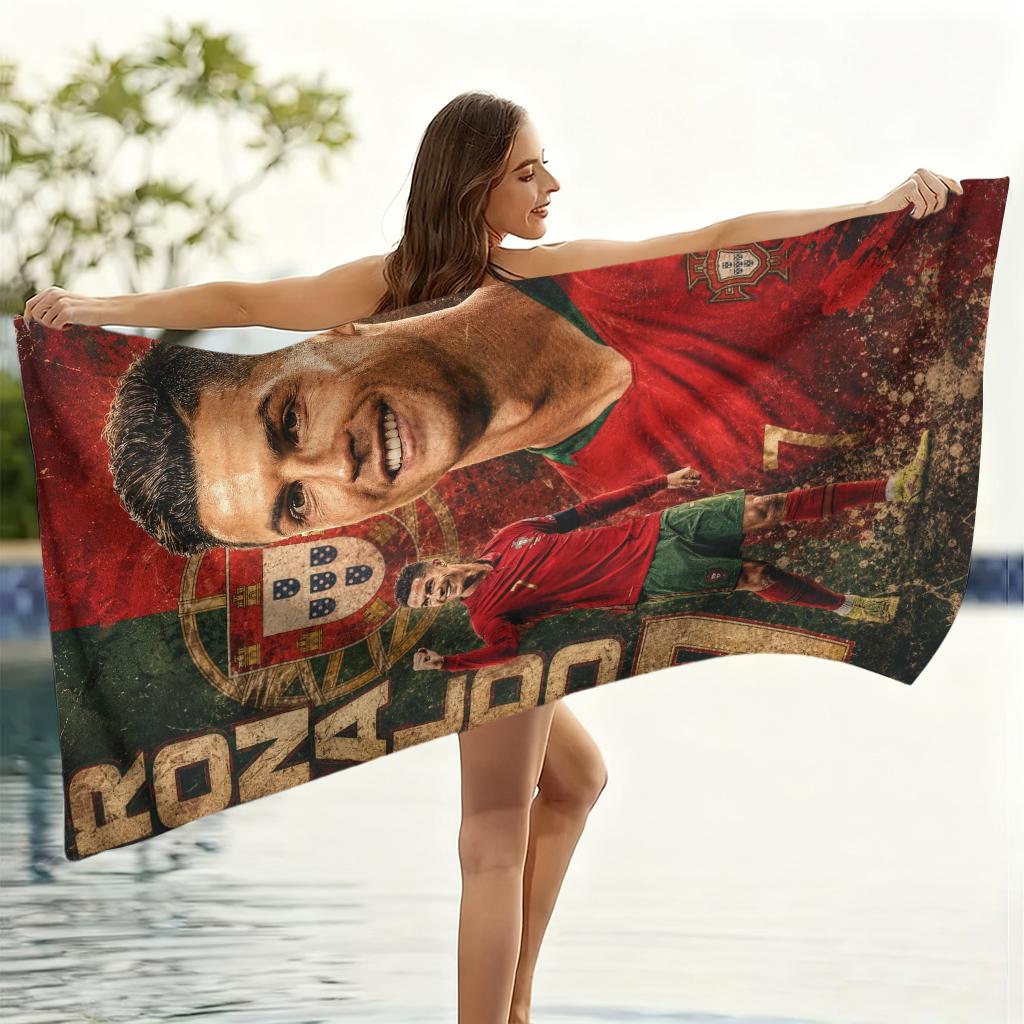 Nr. 7 Ronaldo Strandtuch Fußball-WM Groß Schnelltrocknendes Handtuch Geeignet für Strand Yoga Pool Fitnessstudio Sporttuch Sommergeschenk für Freund