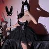 Sexy Devil Dark Uniform Cosplay Costume Pu Leather Tulle Dress Women Demon Role Play Outfits Ghost Bride Clothes Nightdress Girl