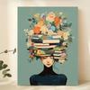 With Frame Chic Girl Reading Book Canvas Art Inspiring Retro Wall Decor for Living Room Bedroom Bathroom and More Perfect Gift Idea