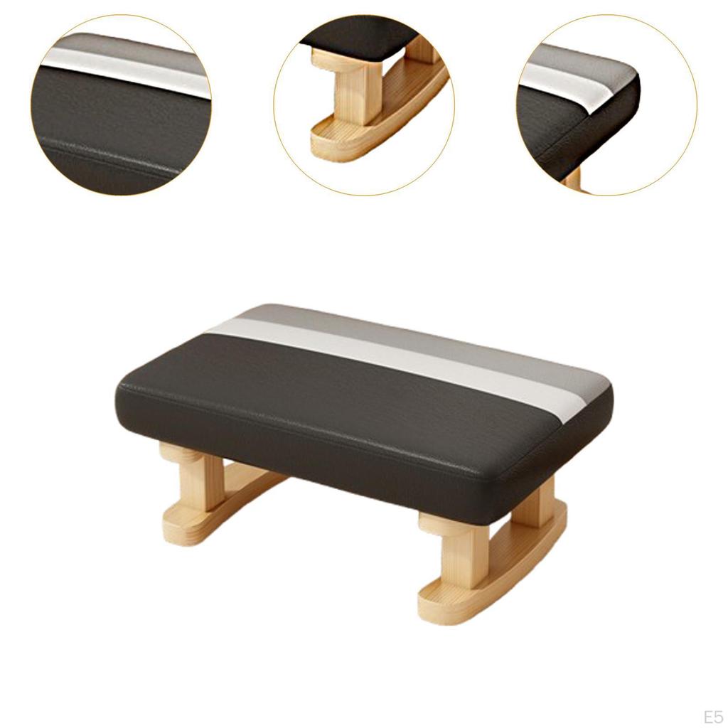Foot Rest with Wooden Legs Padded Footstool Bench Rectangle Short Step Stool Small Low Ottoman for