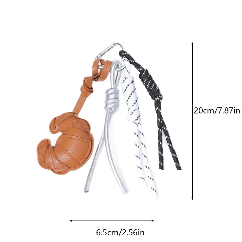 Yogodlns Diy Braided Rope Faux Leather Croissant Bag Pendant Trinket Multi-Functional Backpack Pendant