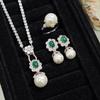 Valuable Lab Jade Diamond Jewelry set 925 Silver Engagement Wedding Rings Earrings Necklace For Women Bridal Party Gift