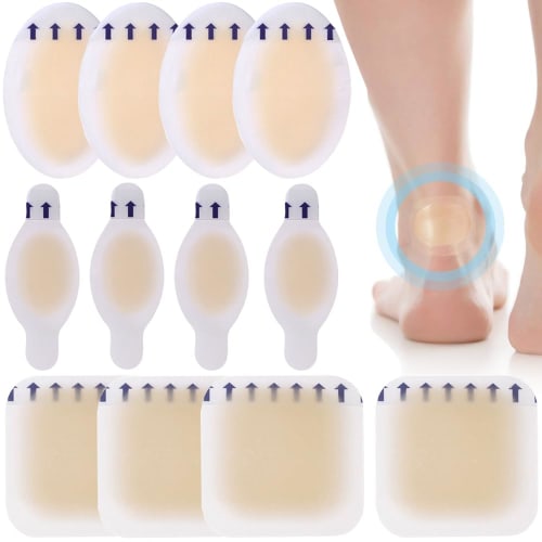 

12-Piece Set of 3 Types of Anti-Shoe Blister Tape, Foot Protection Pads, Transparent, Invisible Anti-Friction Stickers, Wear-Resistant, Convenient, Ea