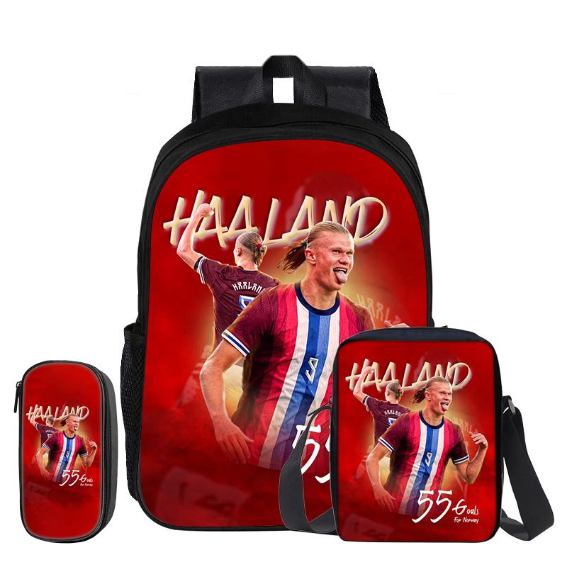 Sac à dos Étoile du Football enfant Mochila Sac à dos de Sport Set de 3 pièces Sacs de Transport Sacs à Crayons M-Messi Cartable Scolaire Cadeau pour Enfants