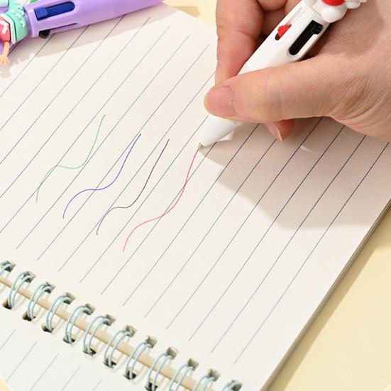 2 ks kuličkového pera Mini 4v1 Vícebarevné pero s roztomilými 3D panenkami Dekorace Hladké psaní Bezstresové Přenosné pero pro psaní deníku Poznámky