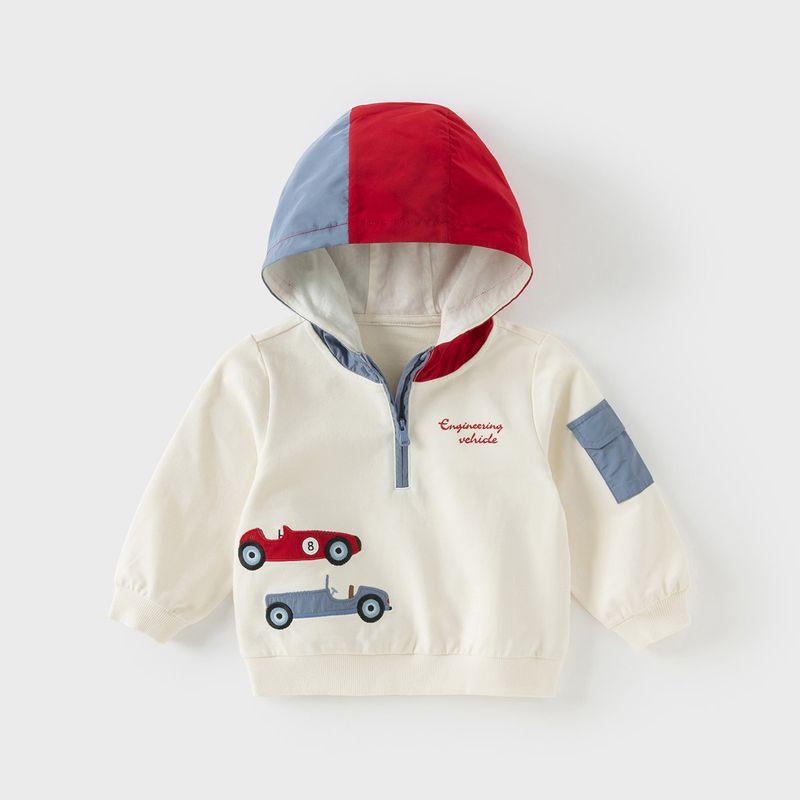 David Bella 2026 Spring New Style Boys  Sweatshirt Children s Hooded Top Stylish Baby Clothing Pullover Beige [Ready Stock] 130