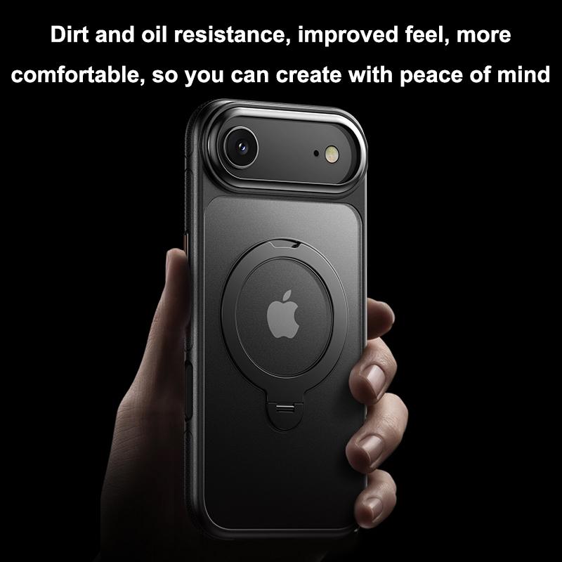 KEYSION 360° Rotating Magnetic Ring Stand Case for MagSafe for iPhone 17 17 Air Matte Transparent Shockproof Phone Back Cover
