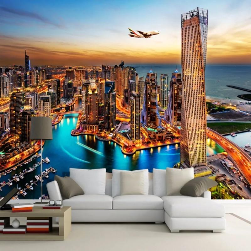 City Night View Mural Modern Wallpaper Living Room Tv Background Photo Wall Paper Home Decor