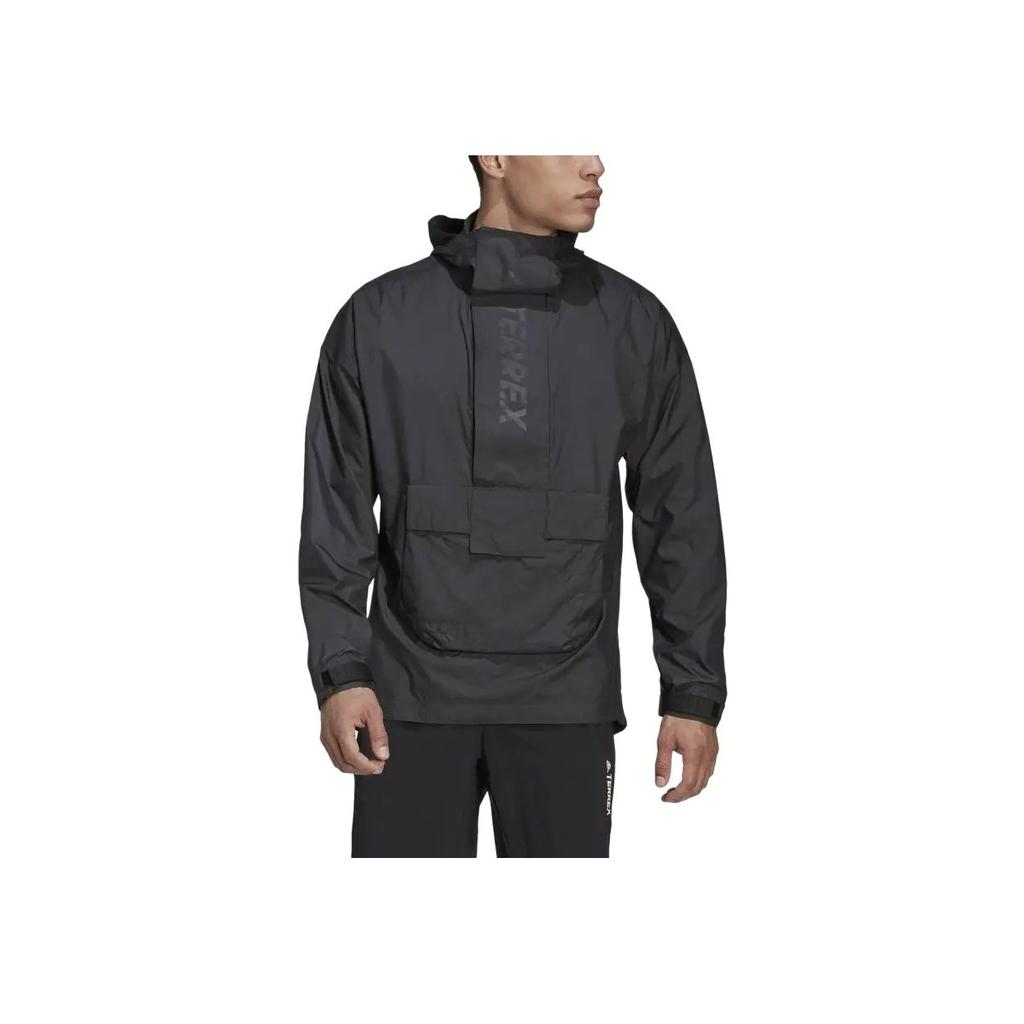 adidas Terrex Solid Color Comfortable Pullover Hooded Long Sleeve Jacket Men Jackets Black H55923