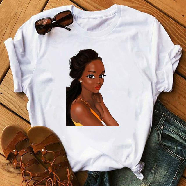 

Casual Cute Sexy Curly Hair Girls Graphics Women T-Shirts Summer Tees Loose Short Sleeves Blouse White O-Neck Ladies Top Clothes XXXL білий