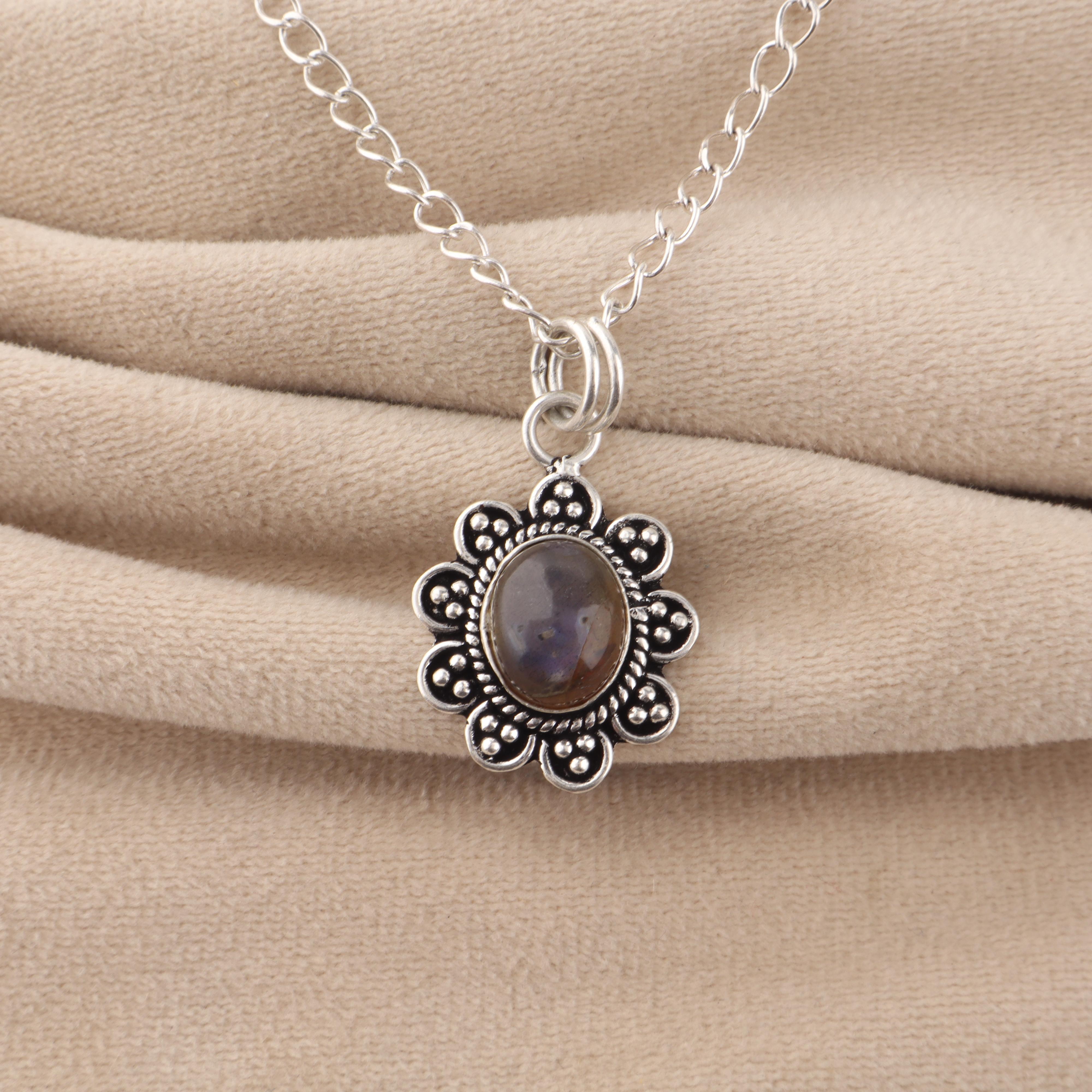 

Натуральный Лабрадорит Драгоценный Камень 925 Стерлинговое Серебро Ручная Работа Цепочка Подвеска 1.37 Свадебный Подарок Для Нее CP-40-33