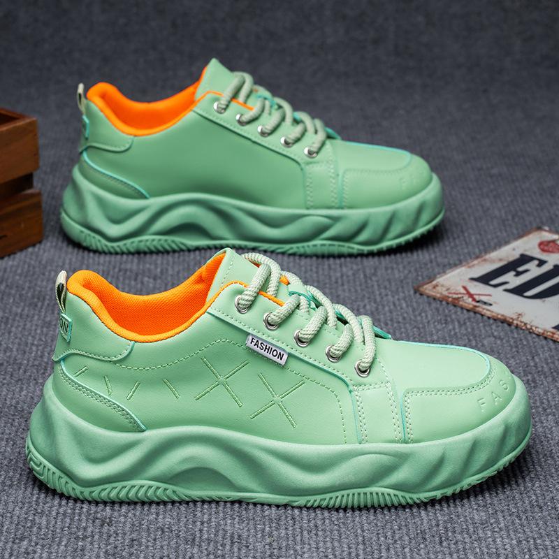 2025 new men's shoes breathable and versatile popular sports leather surface casual thick sole heightening non-slip moisture shoes men