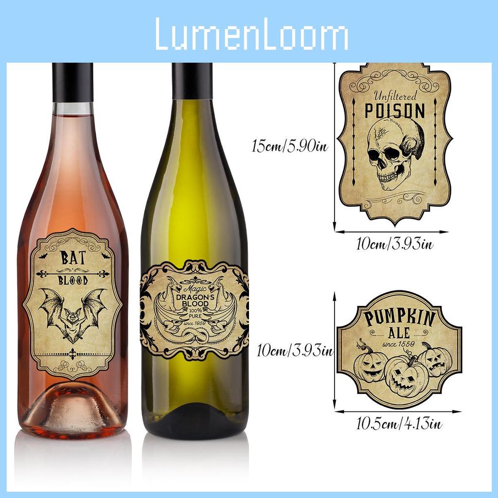 Vintage Wine Halloween Bottle Stickers With Adhesive Labels For Party Decor