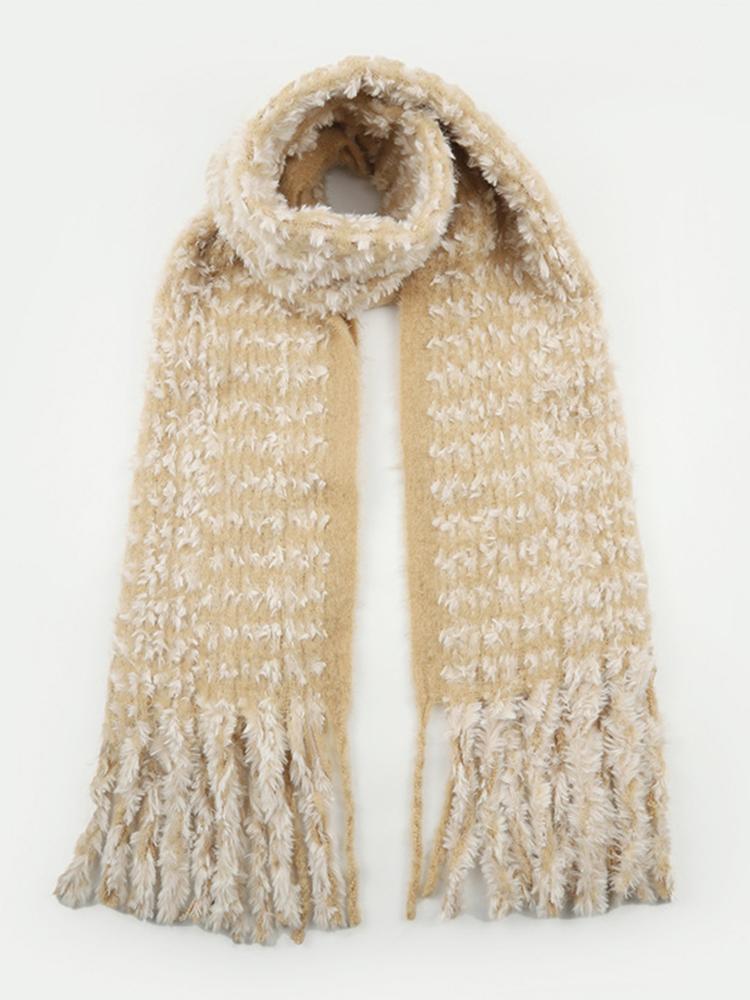 Women Winter Knitted Scarf Headscarf Lady Men Casual Hairy Tassel Warm Soft Scarve Mujer Male Foulard Wrap Shawl Fashion Korean