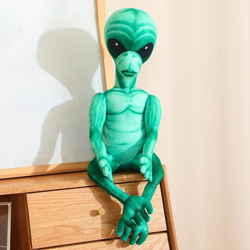 Δημιουργικό υψηλής ποιότητας προσομοίωσης PU Alien Plush Doll Backpack χρυσό ασημένιο χρώμα Alien Plush Toy για αγόρια και κορίτσια σχολική τσάντα