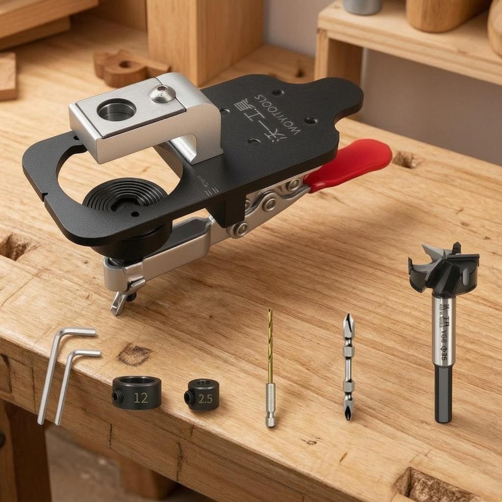 35mm Hinge Drilling Jig Accurate Cabinet Door Installation Tool Adjustable