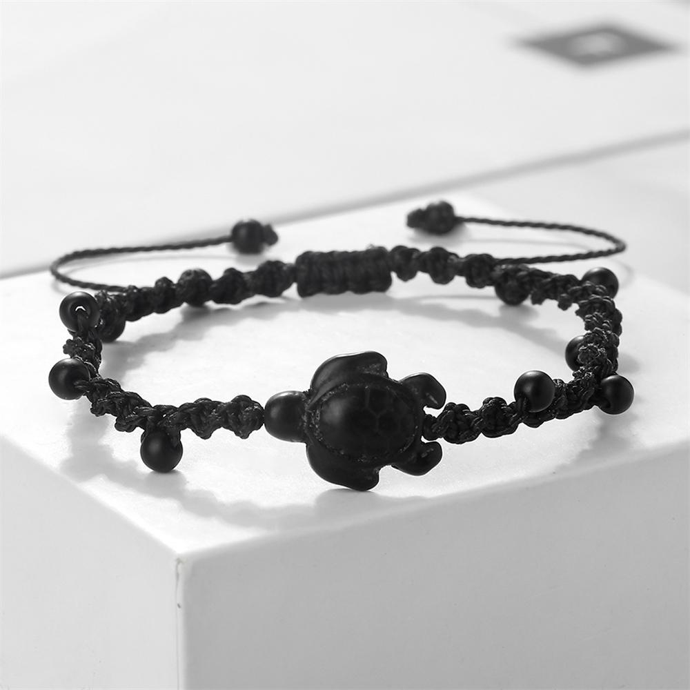 Braccialetti Intrecciati Bohémien in Pietra Naturale da 4 mm Braccialetto Fatto a Mano con Ciondolo Tartaruga Gioielli alla Moda Curativi Regali per Uomini Donne