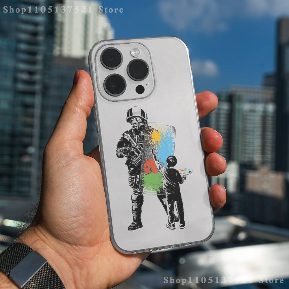 Graffiti B-Banksyes Artist Phone Case For iPhone 17,16,11,15,13,14,12,Air,Mini,Plus,Pro,Max,Plus,E Clear Soft Shell
