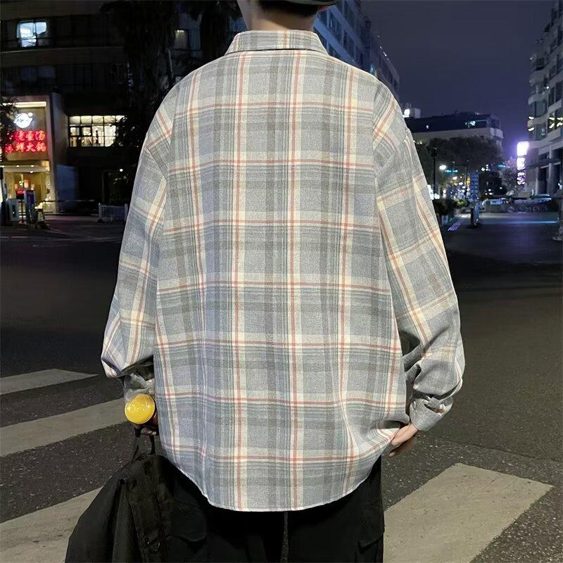 2024 Spring And Autumn Checkered Shirt Men'S Long Sleeve Sunscreen Jacket Casual Student Couple Trendy Shirt
