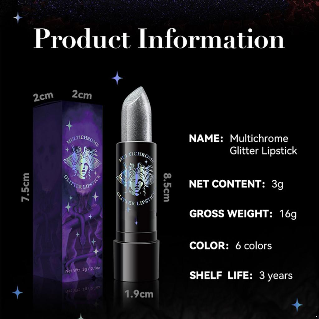 Long Lasting Glitter Diamond Lipstick Intense Color Makeup for Halloween Christmas Party Carnival Festival Cosplay Performance