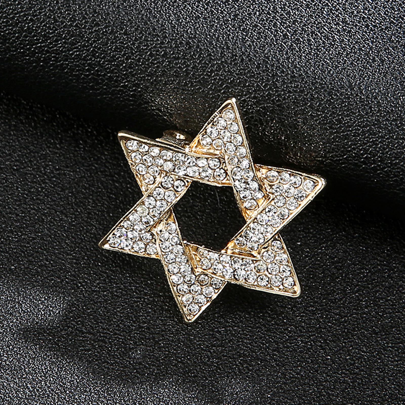 Золотая шестиконечная звезда мужская брошь для костюма One Size золотой