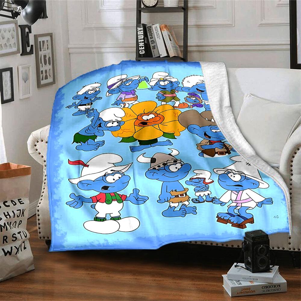1pc Smurfs Adventure flannel Blanket for Super Soft Cute Comfort Blanket for Travel Bedding Couch Sofa Blanket Y72336