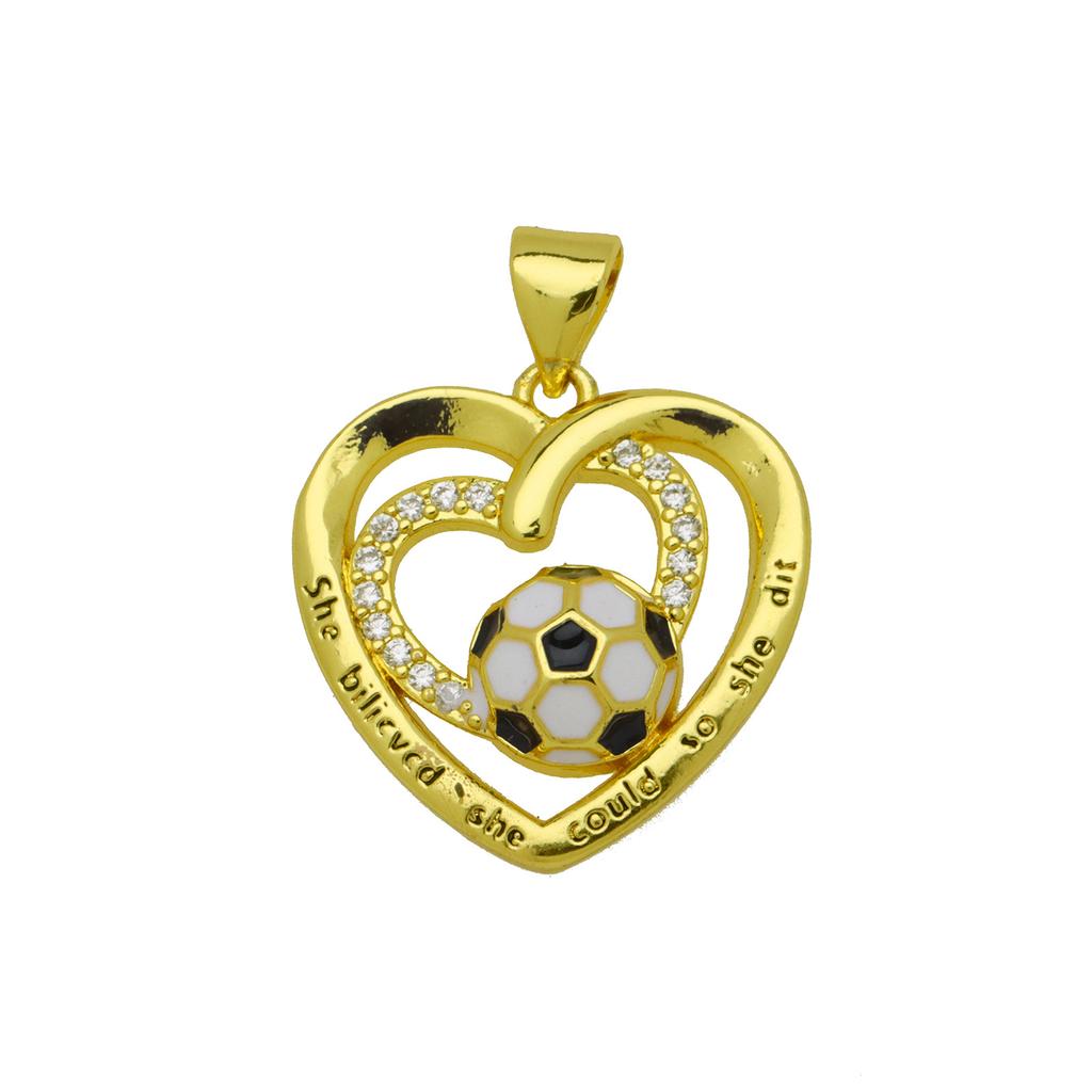 European and American new sports style kicked into the world standard football drip oil colored zircon inlaid necklace pendant