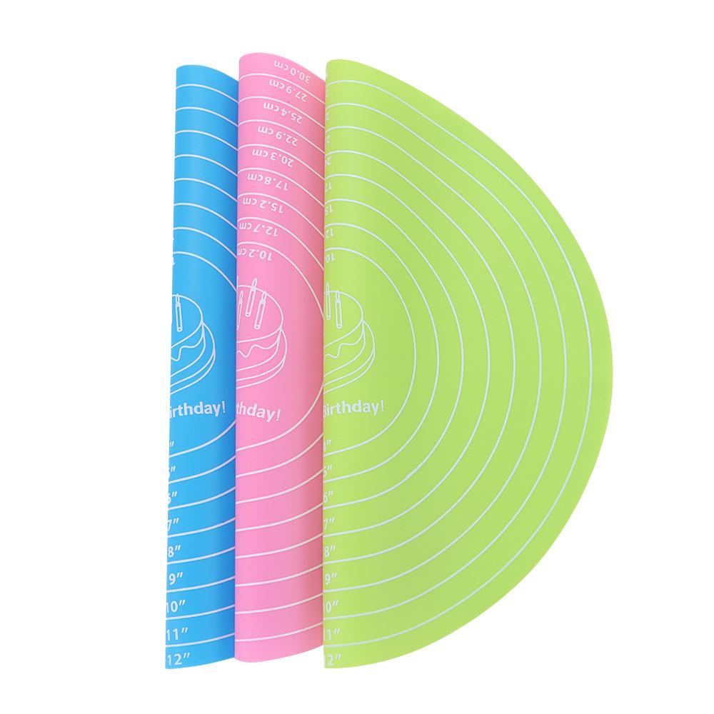 Resistant Dough Fondant with Size Scale Rolling Mat Silicone Baking Mat 12inch Cake Turntable Pad