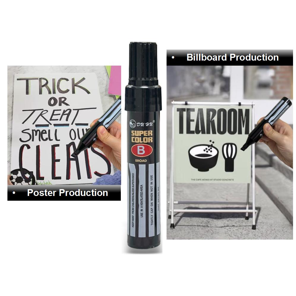 2-Pack Jumbo Broad Tip Black Marker Pens for Address & Identity Protection, Extra Wide Chisel Point, Fast-Drying Ink, High Cover