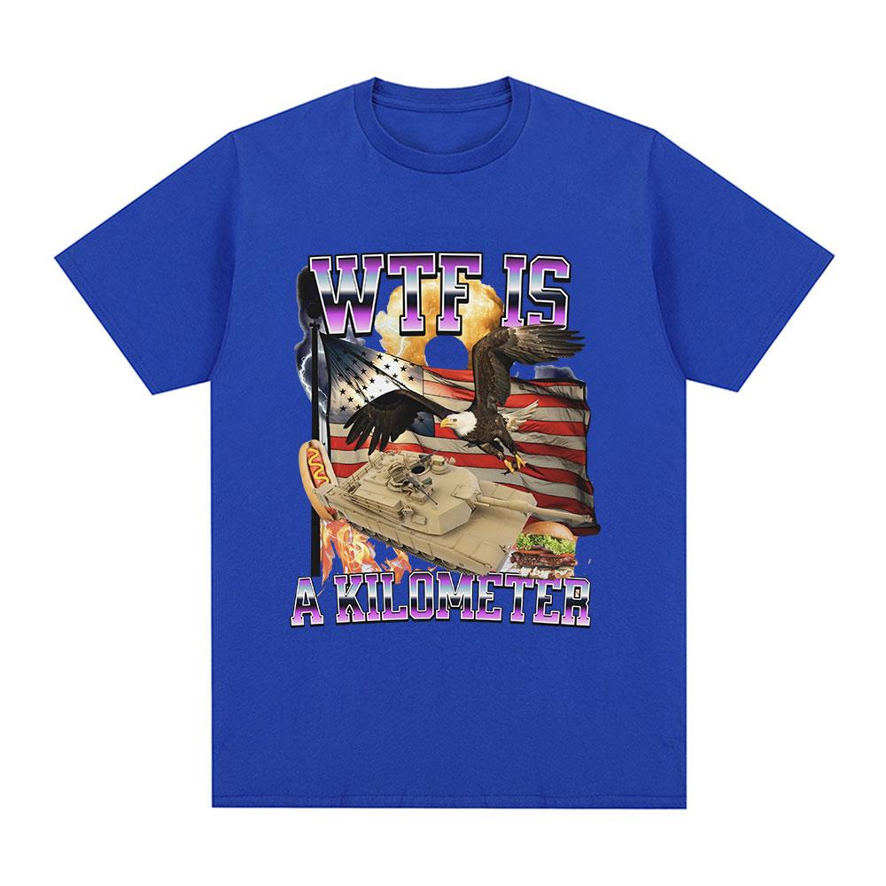 Wtf ist ein Kilometer Meme Grafik T-Shirt Herrenmode Hip Hop T-Shirt Sommer Klassisch 100% Baumwolle Kurzarm Übergroße T-Shirts