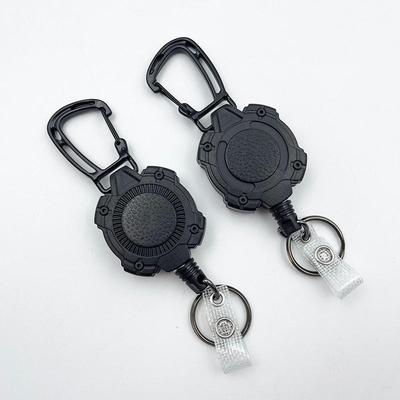 Strapazierfähiger einziehbarer Schlüsselanhänger Ausweisclip ID-Rolle Kettenhalter Outdoor Stahlseil Federseil Kartenclip Karabiner Outdoor Schlüsselkartenhülle Etuis Taschen
