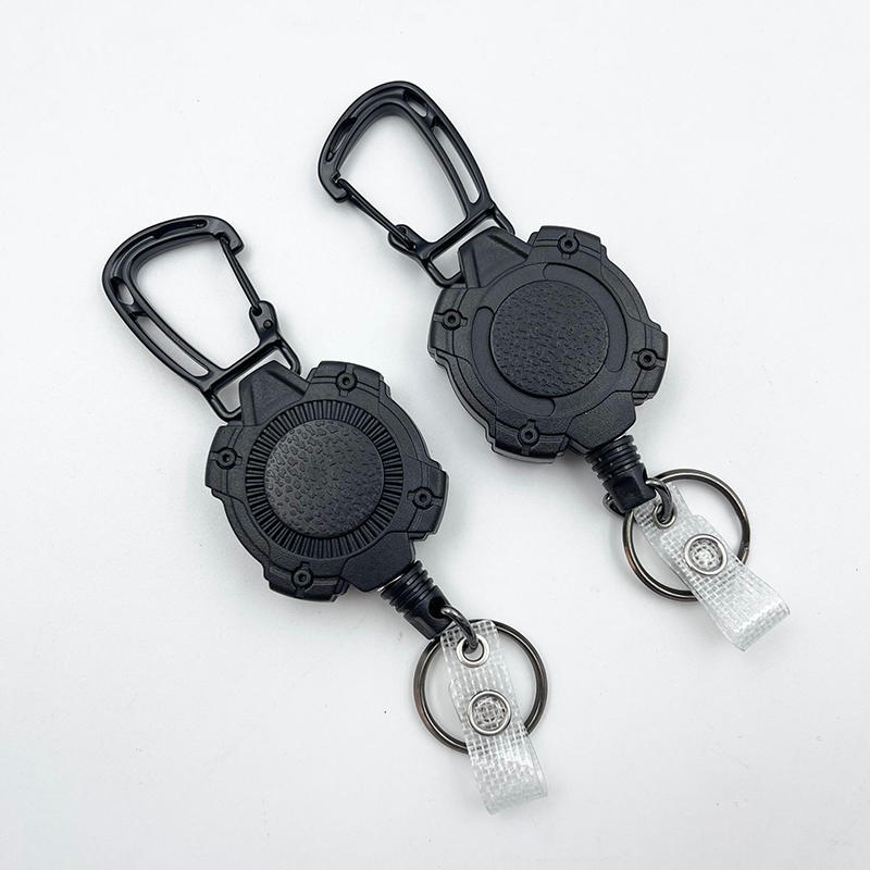 Heavy Duty Retractable Keychain Badge Clip ID Reel Chain Holder Outdoor Steel Wire Spring Rope Card Clip Carabiner Outdoor Key Card Cover Case Bags