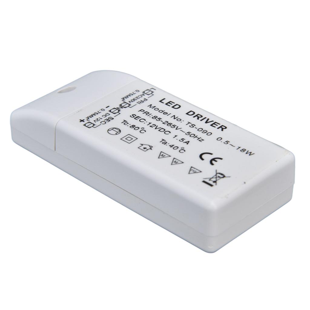 LED Transformer 18W 12VDC 1.5A Constant Current LED Driver for Cabinet Light DIY Lamp AC 85‑265V