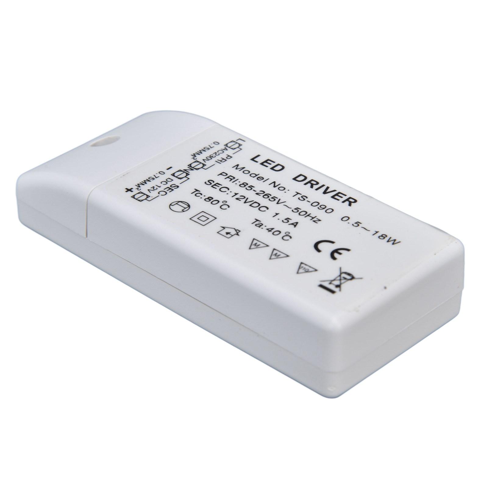 

LED Transformer 18W 12VDC 1.5A Constant Current LED Driver for Cabinet Light DIY Lamp AC 85‑265V