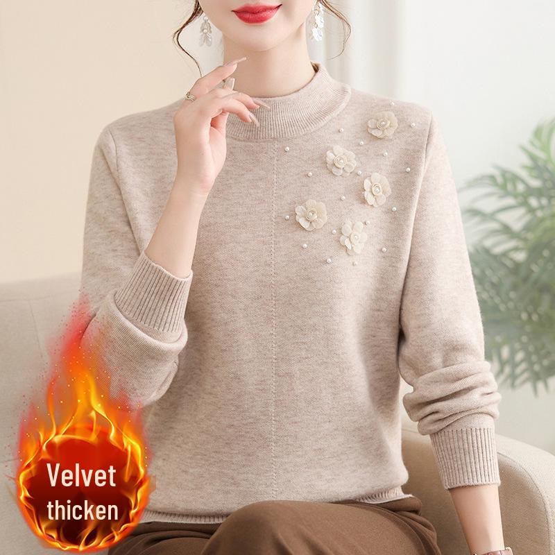 Stylish Knitted Sweater for Middle-aged Women: Warm Winter Base Layer