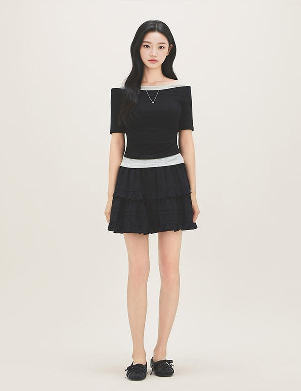ROEM Color Block Layered T-Shirt Rmhwg24Rt1
