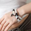 2Pieces Elegant Crystal Bead Bracelet Magnetic Clasp Handchain for Couples Adjustable Matching Wristbands Accessory
