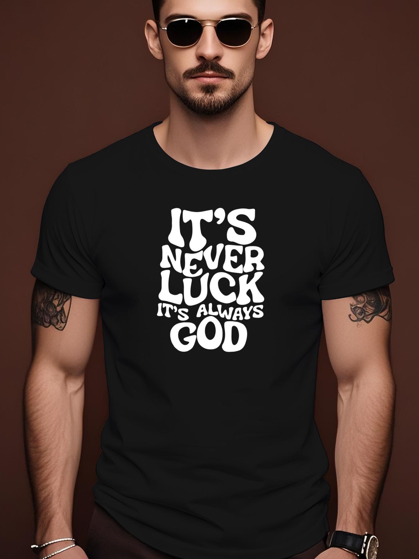 ITS NEVER LUCK Trendy Streetwear Summer Casual Crew Neck ... S