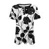Women's Fashionable Casual Summer Floral Print V-neck Button Short-sleeved Top