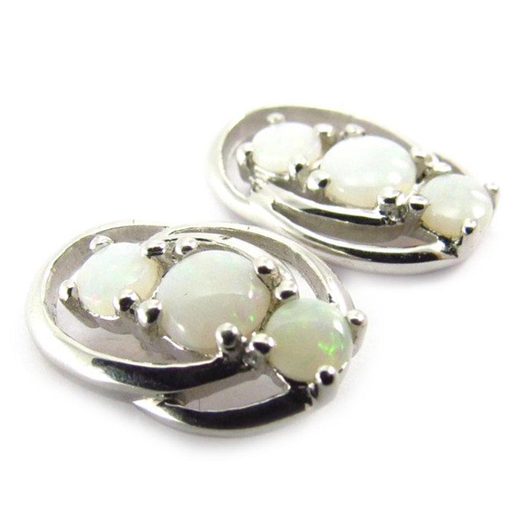 Les Trésors De Lily [J5693] - White 'Goddess Opal' Silver Earrings
