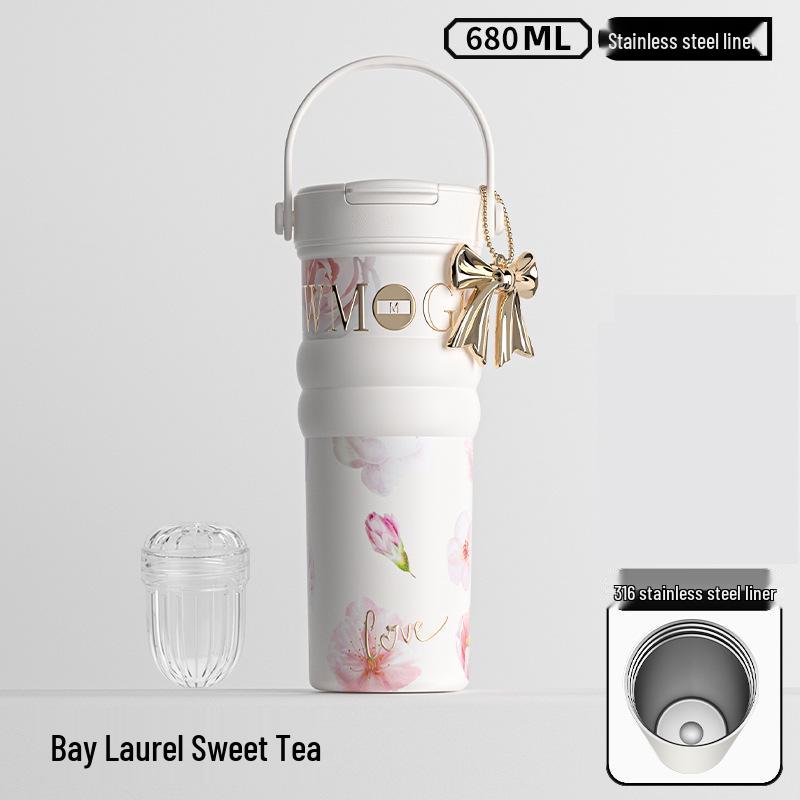 Large Floral Insulated Stainless Steel Travel Cup for Women - Perfect for Cars and Coffee